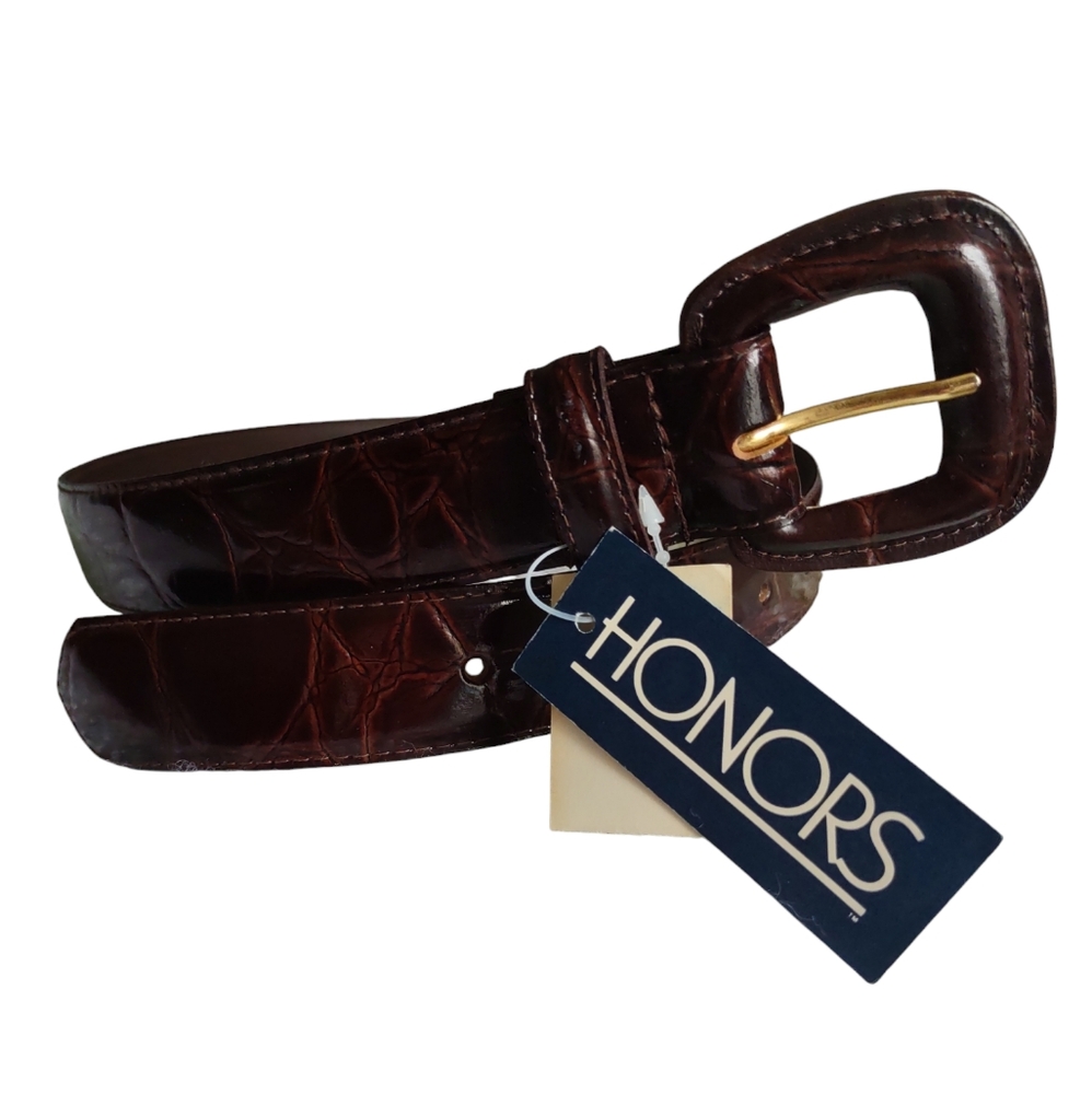 NWT Vtg Honors Medium Bonded Leather Brown Belt